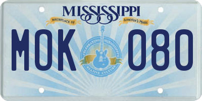 MS license plate MOK080