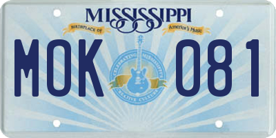 MS license plate MOK081