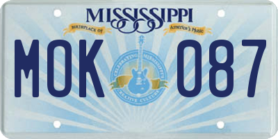 MS license plate MOK087