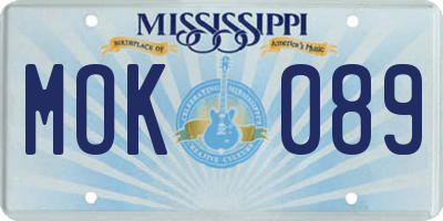 MS license plate MOK089