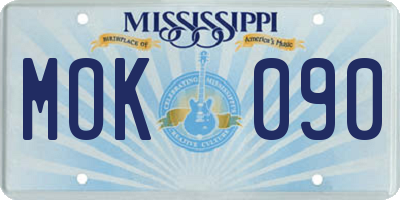 MS license plate MOK090