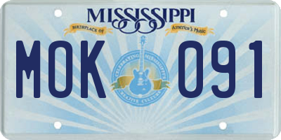 MS license plate MOK091