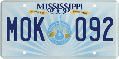 MS license plate MOK092