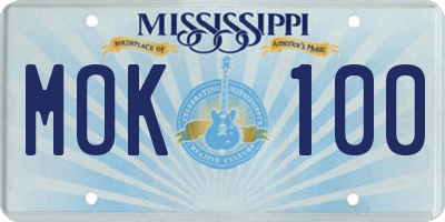 MS license plate MOK100