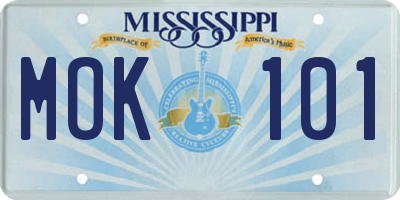 MS license plate MOK101