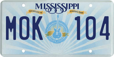 MS license plate MOK104