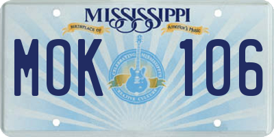 MS license plate MOK106