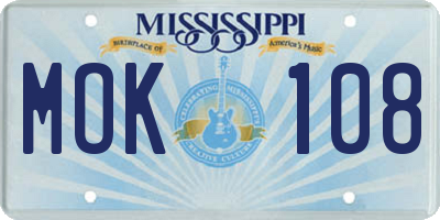 MS license plate MOK108