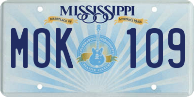 MS license plate MOK109