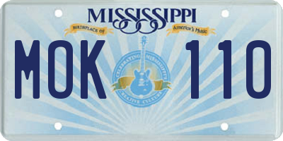 MS license plate MOK110