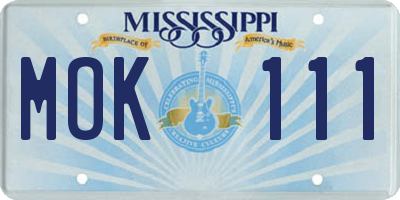 MS license plate MOK111