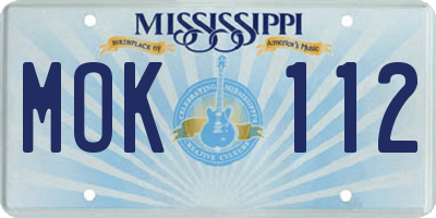 MS license plate MOK112