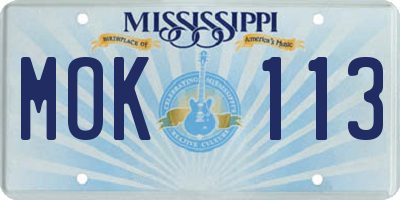 MS license plate MOK113