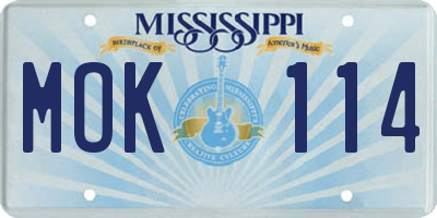 MS license plate MOK114