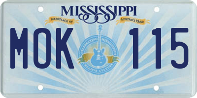 MS license plate MOK115