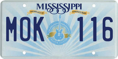 MS license plate MOK116