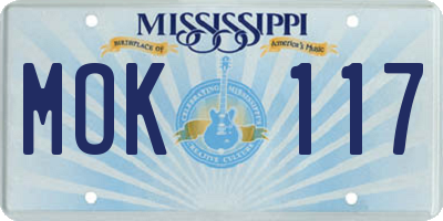 MS license plate MOK117