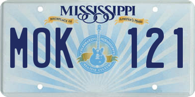 MS license plate MOK121