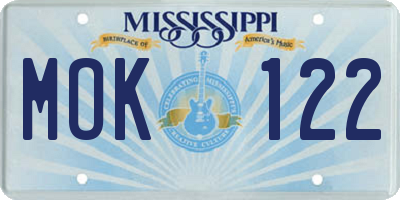 MS license plate MOK122
