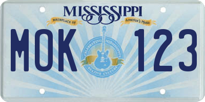 MS license plate MOK123