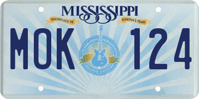 MS license plate MOK124