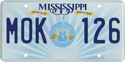 MS license plate MOK126