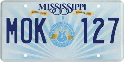 MS license plate MOK127