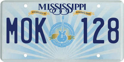 MS license plate MOK128
