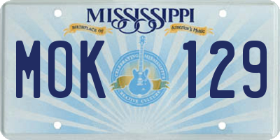 MS license plate MOK129