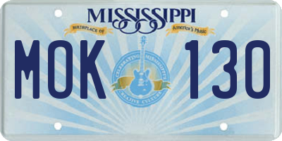 MS license plate MOK130