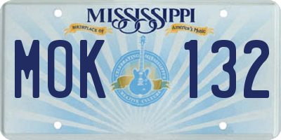 MS license plate MOK132