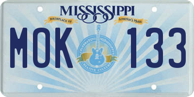 MS license plate MOK133