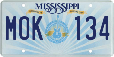 MS license plate MOK134