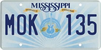 MS license plate MOK135