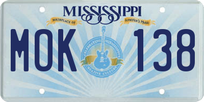 MS license plate MOK138