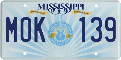 MS license plate MOK139