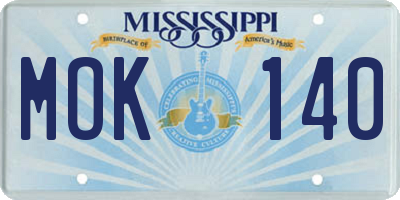 MS license plate MOK140