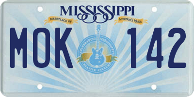 MS license plate MOK142