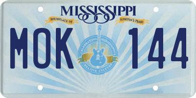MS license plate MOK144