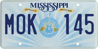 MS license plate MOK145