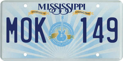 MS license plate MOK149