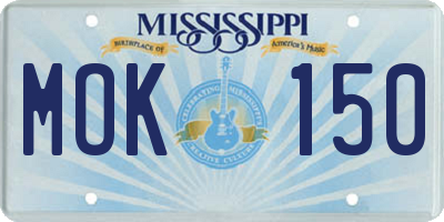 MS license plate MOK150