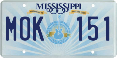 MS license plate MOK151