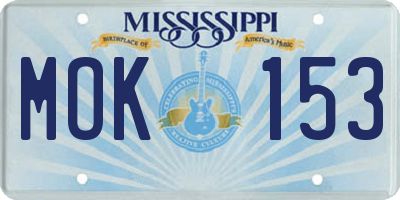 MS license plate MOK153