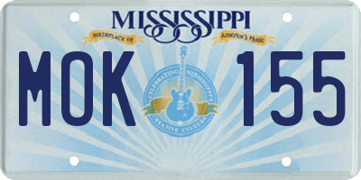 MS license plate MOK155