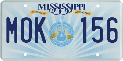 MS license plate MOK156