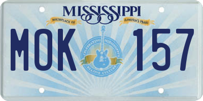 MS license plate MOK157