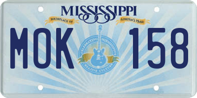 MS license plate MOK158