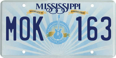 MS license plate MOK163
