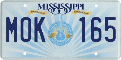 MS license plate MOK165